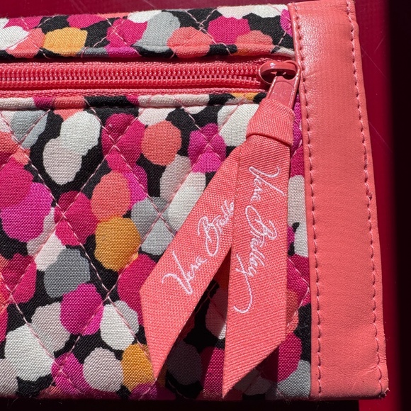 NWoT Vera Bradley Trifold Wallet, Pixie Confetti with Coral/Pink Trim - Picture 4 of 7